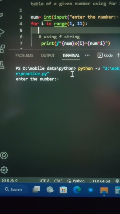 Multiplication table using loop|python programming #python # ...