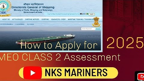 How To Apply For MEO Class 2 Assessment ll NKS MARINERS 