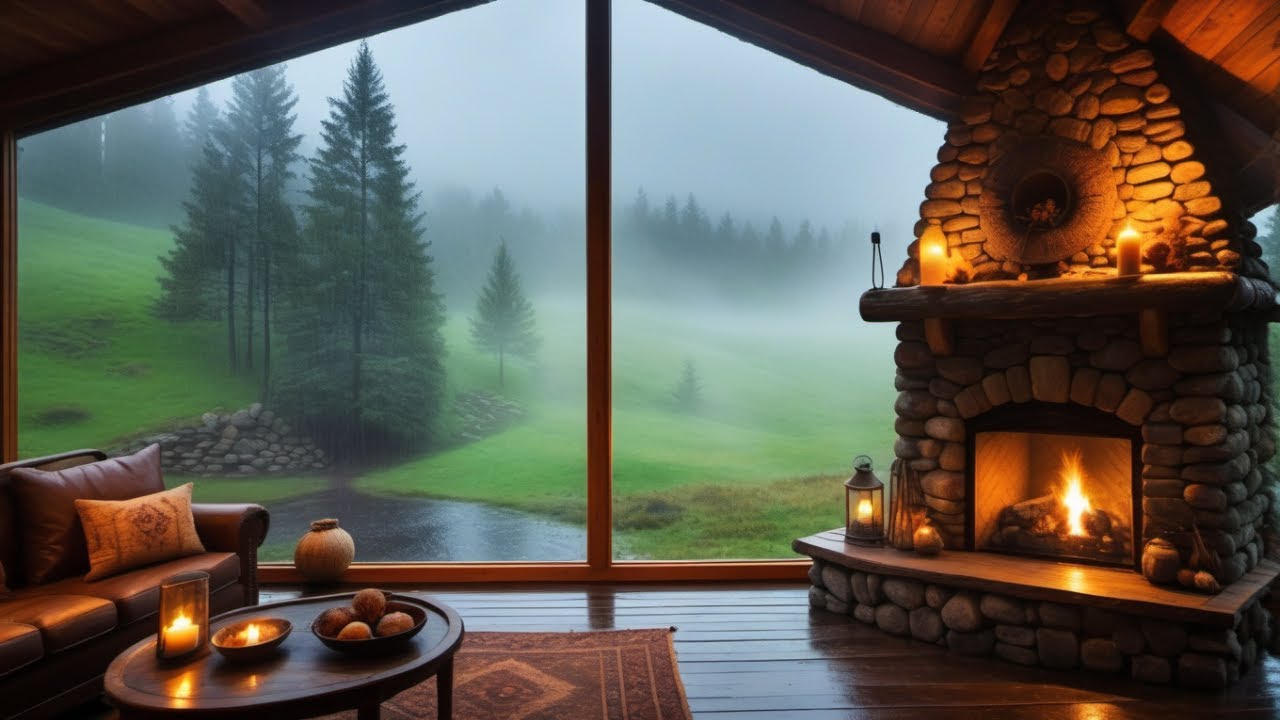 3 HOURS of Sleep In A Cozy Cabin ASMR | Rain & Fireplace Sounds For ...