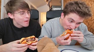 EATING FIRE BURGERS!!