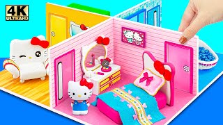 How To Make Hello Kitty Happy House with 4 Color Rooms from Cardboard, Clay ❤ DIY Miniature House