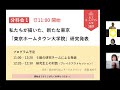 東京ホームタウン大学2021＜分科会① 私たちが描いた、新たな東京～「東京ホームタウン大学院」研究発表＞