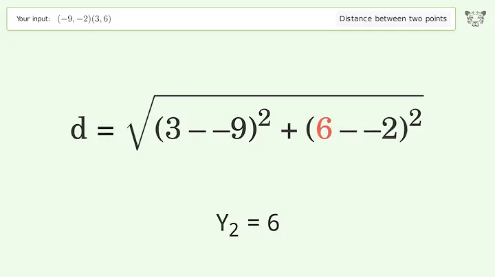 Find the distance between two points p1 (-9,-2) and p2 (3,6): Step-by-Step Video Solution