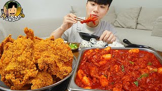 ASMR MUKBANG Crispy Fried Chicken, Spicy chicken feet, tteokbokki, Corndog korean food eating sound