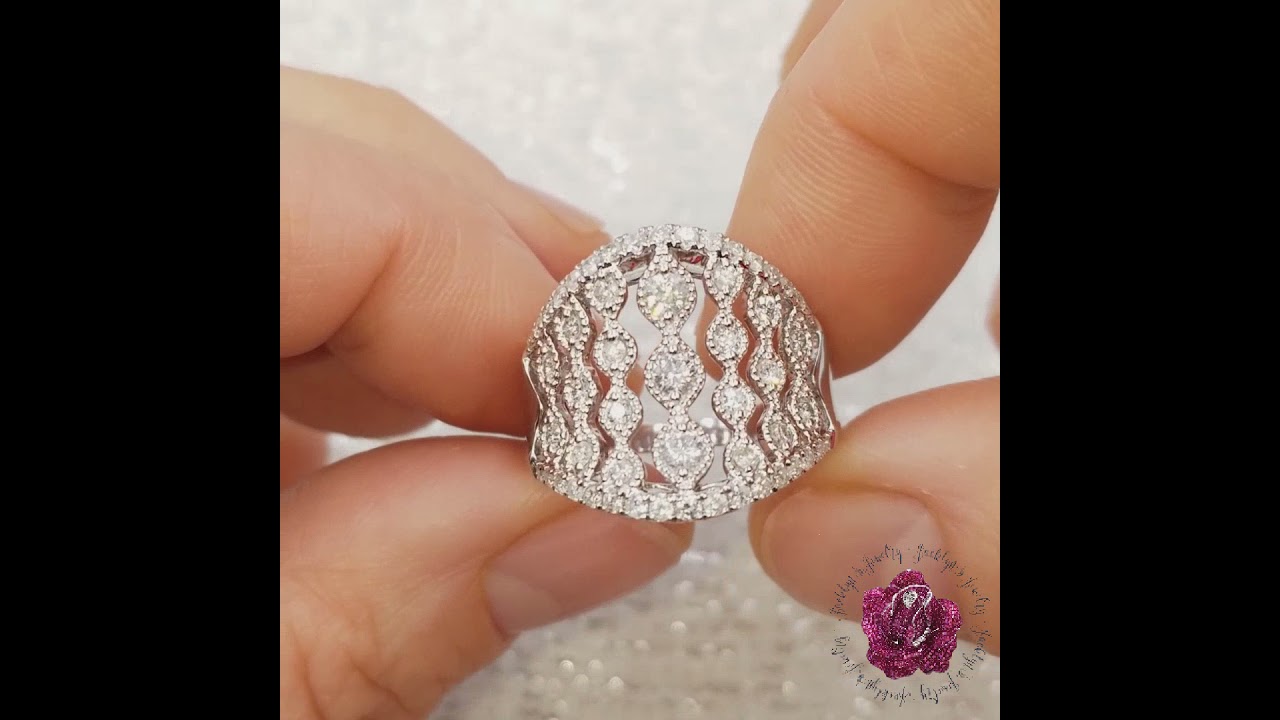 Ebay listing -  Estate 19mm Wide 0.87ct Diamond Lace Design Ring, 14K White Gold Size 7