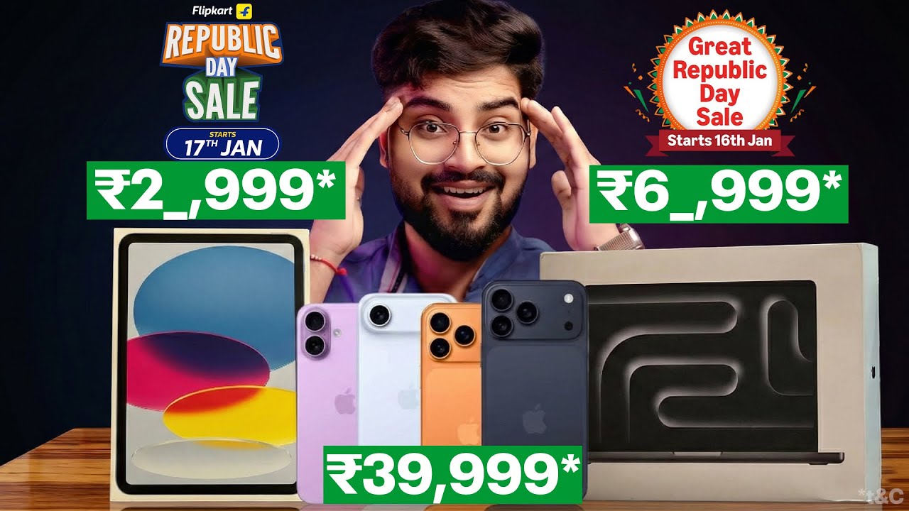 iPhone 17, iPad A16 & MacBook Air M2 M4 Price on Flipkart Republic Day Sale 2026 & Amazon Republic