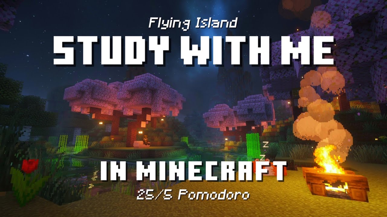 Study with Me in Minecraft | Flying Island | 25/5 Pomodoro Timer - YouTube