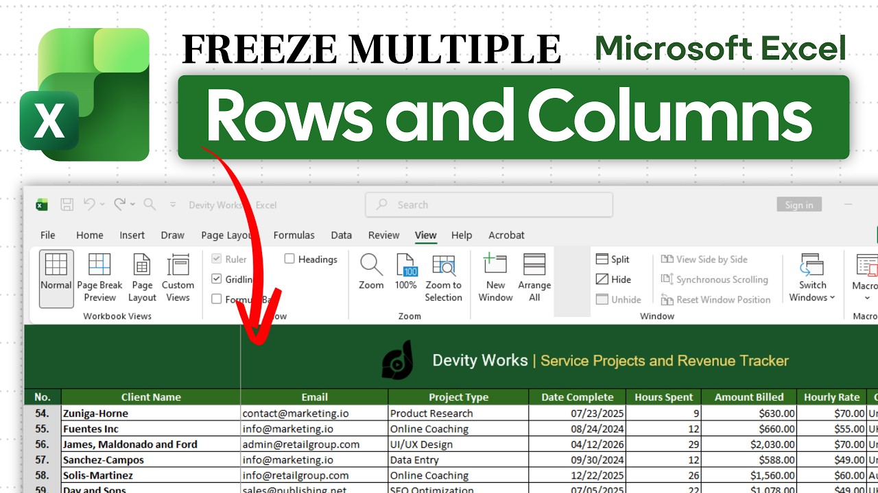How to Freeze Multiple Rows & Columns in Excel While Scrolling - YouTube