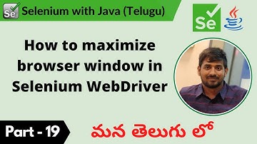 P19 - How to maximize browser window in Selenium WebDriver | Selenium | Java |