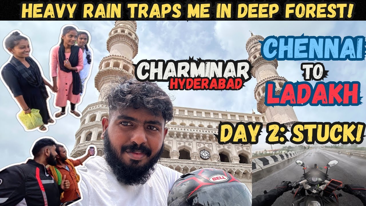 Heavy Rain Traps Me in DeepForest! Telangana Stranger Saves Biker| Day2 Hyderabad-Nagpur Leh Journey