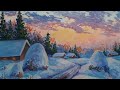 Рисуем зимний закат КОРОТКАЯ ВЕРСИЯ/Paint a winter sunset SHORT VERSION