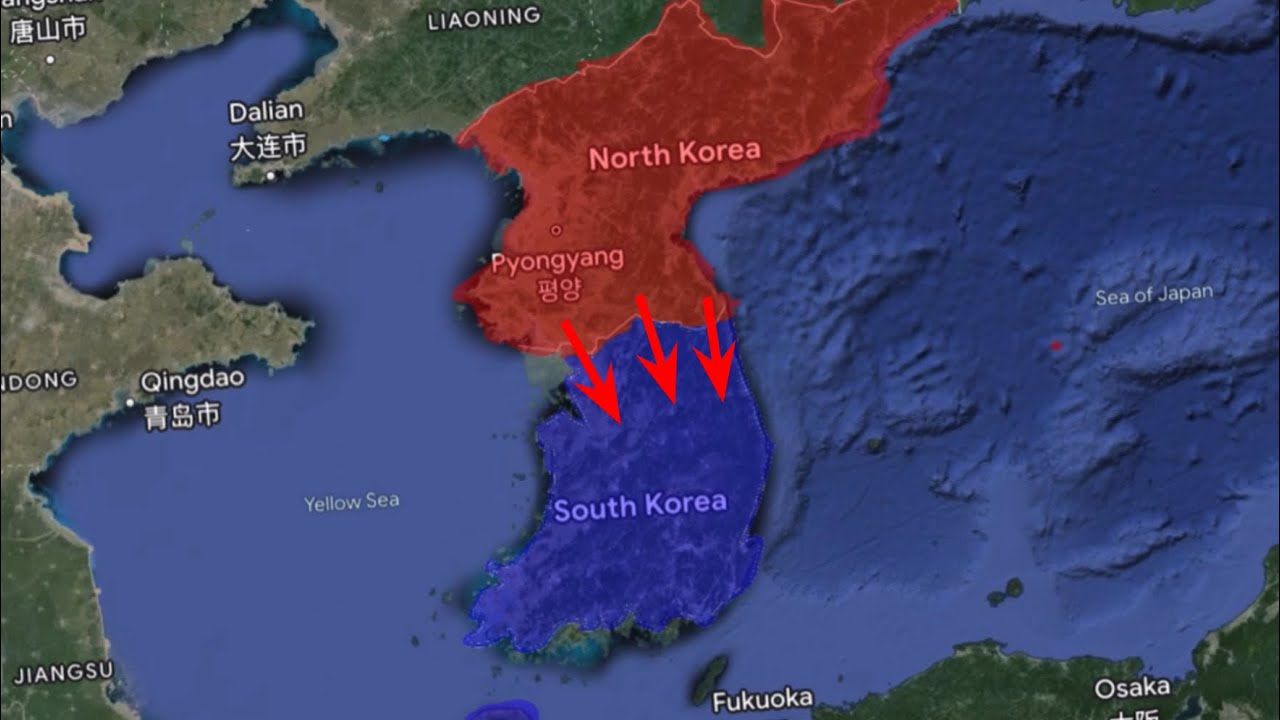 Korean War in 48 seconds using google maps - YouTube