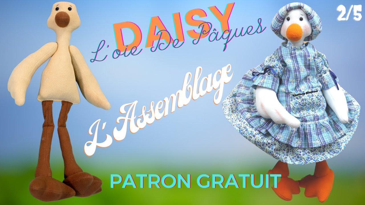 couture facile d'une Peluche l'Oie de Pâques, le montage du corps cours de couture complet