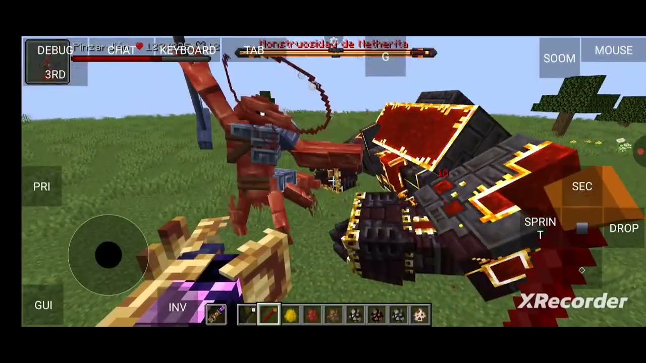 Monstruosidad de netherite contra jefes(bonus ignis vs ferrous wroughtnaut)