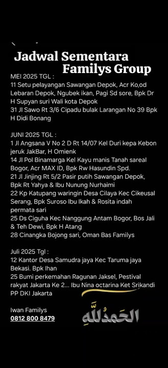 Jadwal sementara FAMILYS GROUP