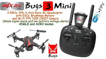 MJX Bugs 3 Mini 2.4GHz, 4Ch, 6 Axis Gyro (RTF) + C5007 Wi-Fi FPV 720P Camera