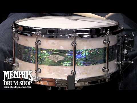 C&C 14 x 6.5 Maple/Poplar/African Mahogany Snare Drum - White Fresh Water/Black Paua Abalone