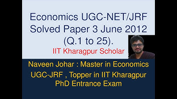 Economics UGC-NET/JRF Solved Paper 3 June 2012 (Q.1 to 25) by IIT Kharagpur Scholar
