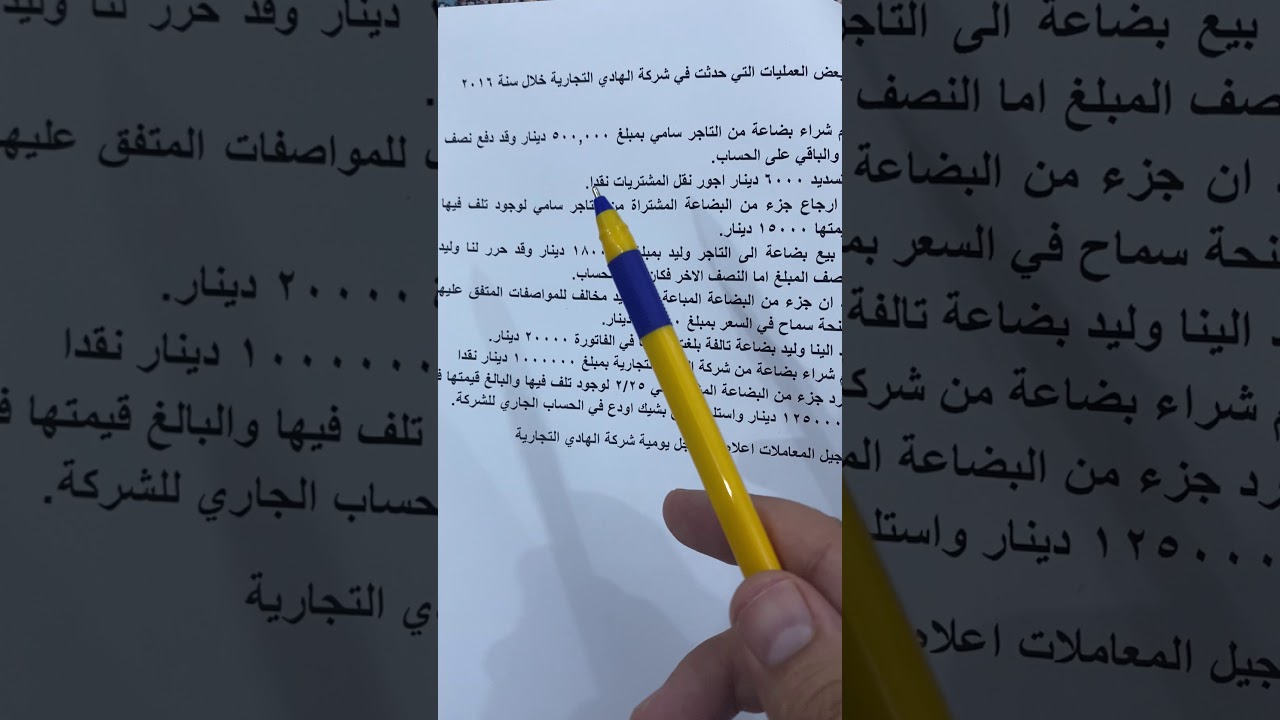 المحاسبة المالية - مثال عن المشتريات ومردوداتها والمبيعات ومردوداتها- كلية الكوت الجامعة
