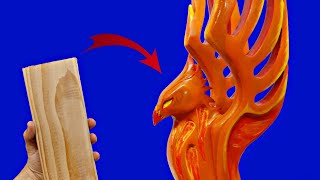 Power carving a Phoenix out of a pine 2x4