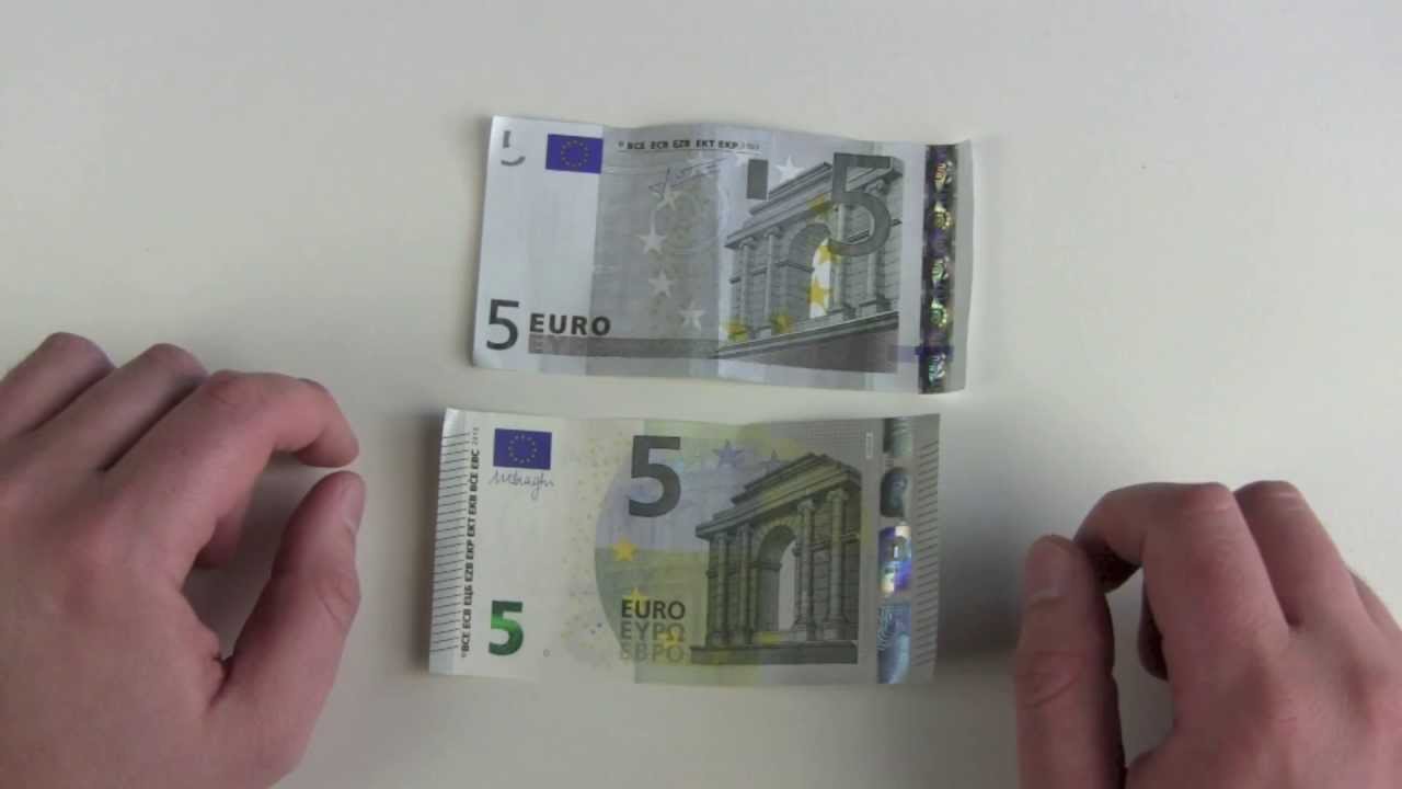 Neuer 5 Euro Schein vs Alter 5 Euro Schein - YouTube