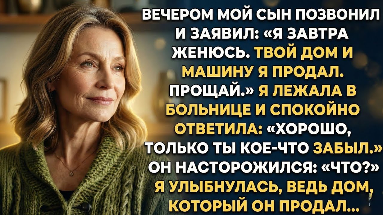 Вечером мой сын позвонил и заявил: «Я завтра женюсь. Твой дом и машину я продал. Прощай.»