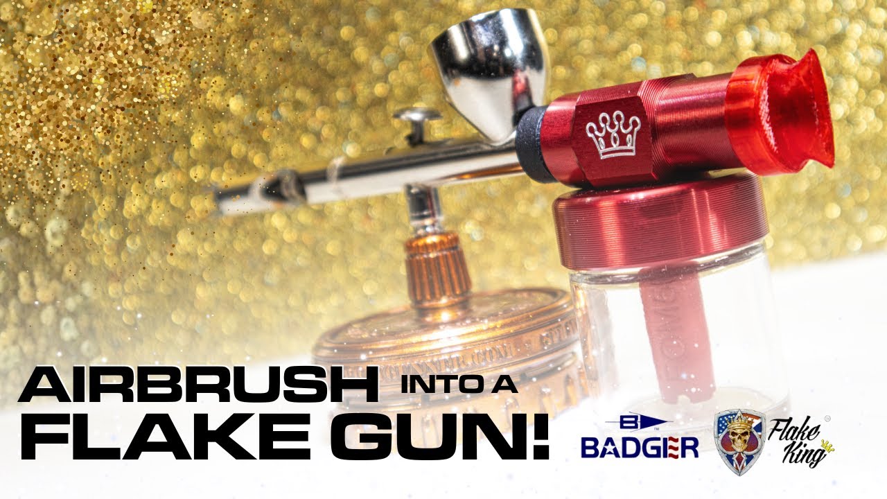 Наносите сухие хлопья с помощью аэрографа Badger Patriot 105, используя насадку Flake King 500.