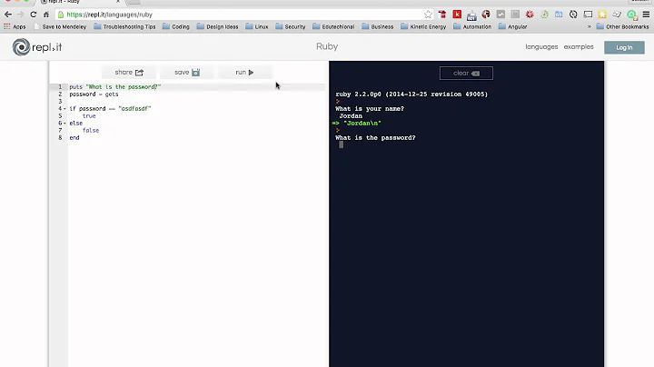 Getting input from the Ruby console using gets and chomp