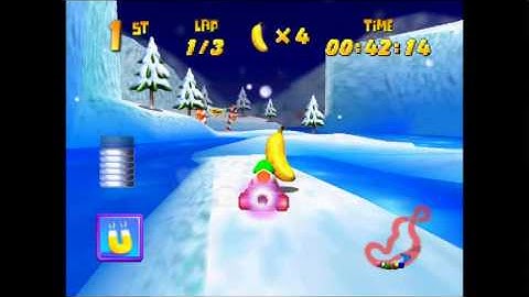 Diddy Kong racing N64 Walkthrough 15 - Snowflake mountain (World 2) Silver coin challenge part 1