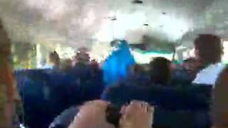 Morphsuit man yells at kids on school bus