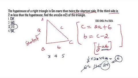 The hypotenuse of a right triangle is 6m more than twice