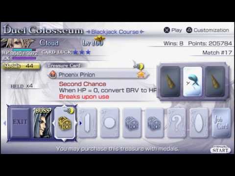 Dissidia: Final Fantasy- "BlackJack Course" - Cloud Lv.100 Vs Lv 150s (Bartz & Sephiroth)