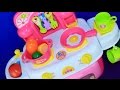 Cooking with toy kitchen and velcro cutting fruits and vegetables
