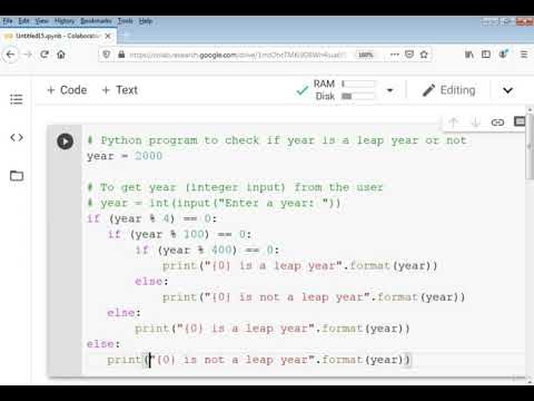 Leap year program in python using if elif conditions - YouTube