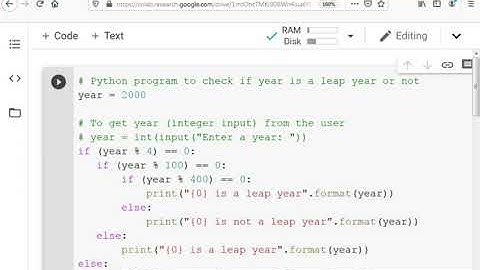 Leap year program in python using if elif conditions