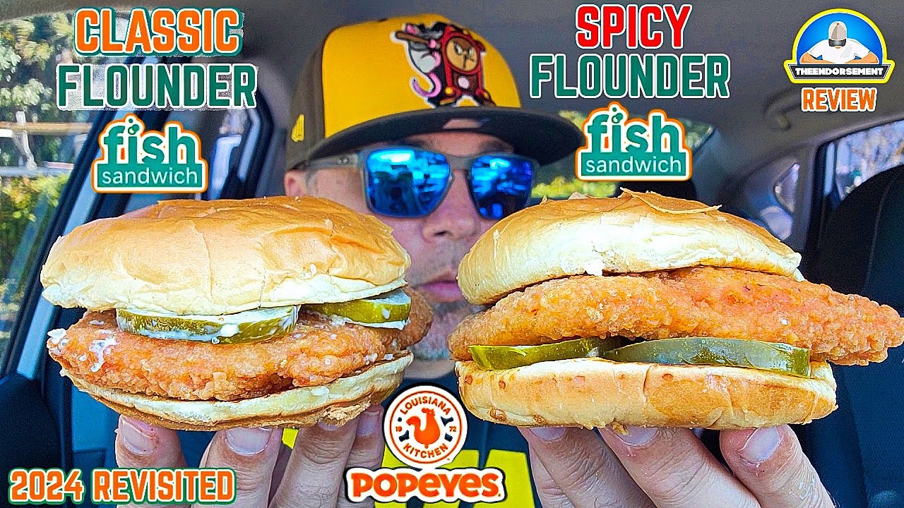 Popeyes® Spicy Flounder Fish Sandwich VS Classic Flounder Fish Sandwich