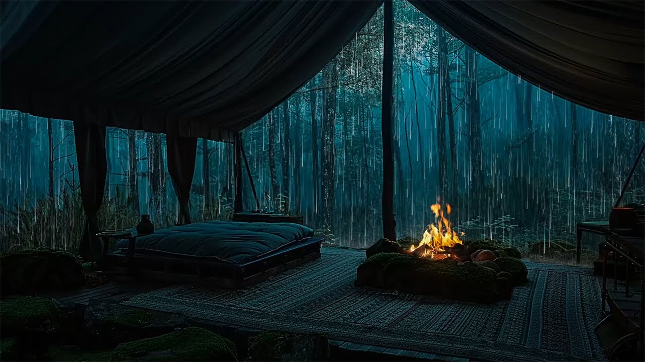 Deep Rain Relaxation ⛈️ Intense Tent Rain White Noise for Sleep & Stress Relief | No Ads