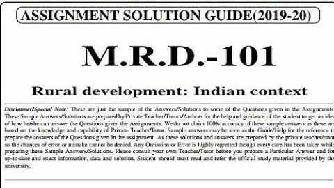 Ignou mrd-101 assignment 2019-20 download free of cost