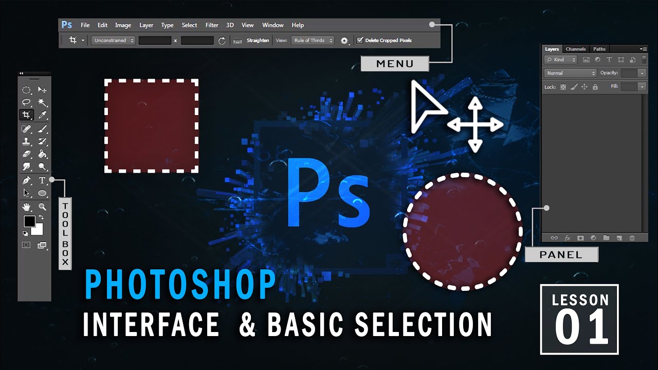 Interface & Basic Selections | Adobe Photoshop for Beginners | Lesson 1 ...