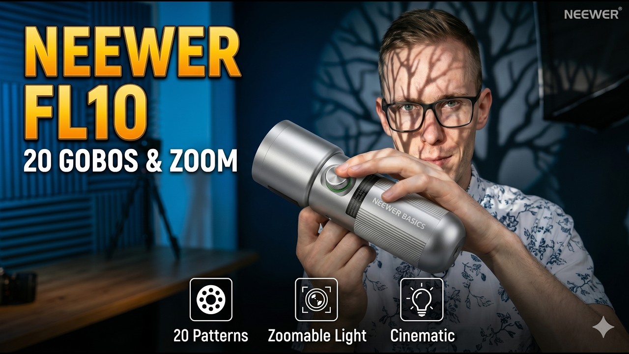 Neewer Light FL10: Cinematic Lighting with 20 Gobos & Zoom