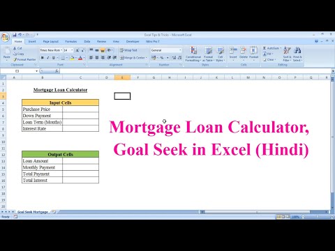 Mortgage Loan Calculator & Goal Seek Function in Excel Hindi #MortgageLoanCalculator #GoalSeek#Excel Mortgage Loan Calculator & Goal Seek Function in Excel Hindi #MortgageLoanCalculator #GoalSeek#Excel