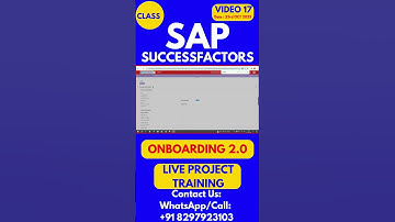 SAP SuccessFactors Onboarding 2 0 Training Online Class 17 23rd Oct 2025 #sapsuccessfactorstraining