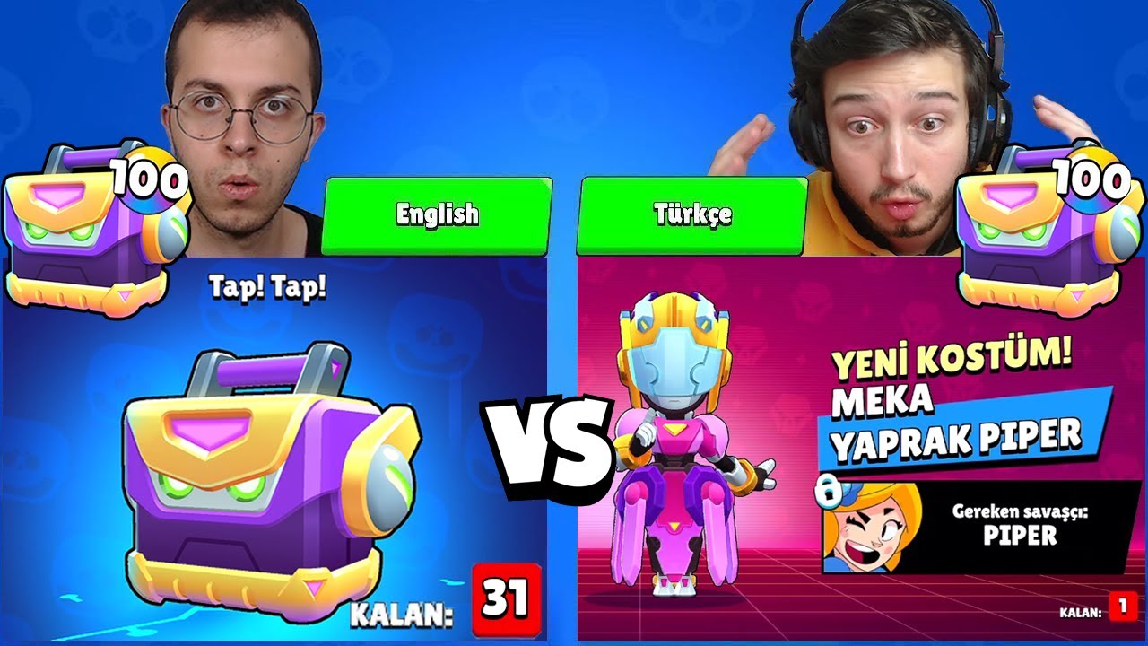 TÜRKÇE HESAP vs İNGİLİZCE HESAP ( 200 MEKA KUTU AÇTIK ) !!! - Brawl Stars