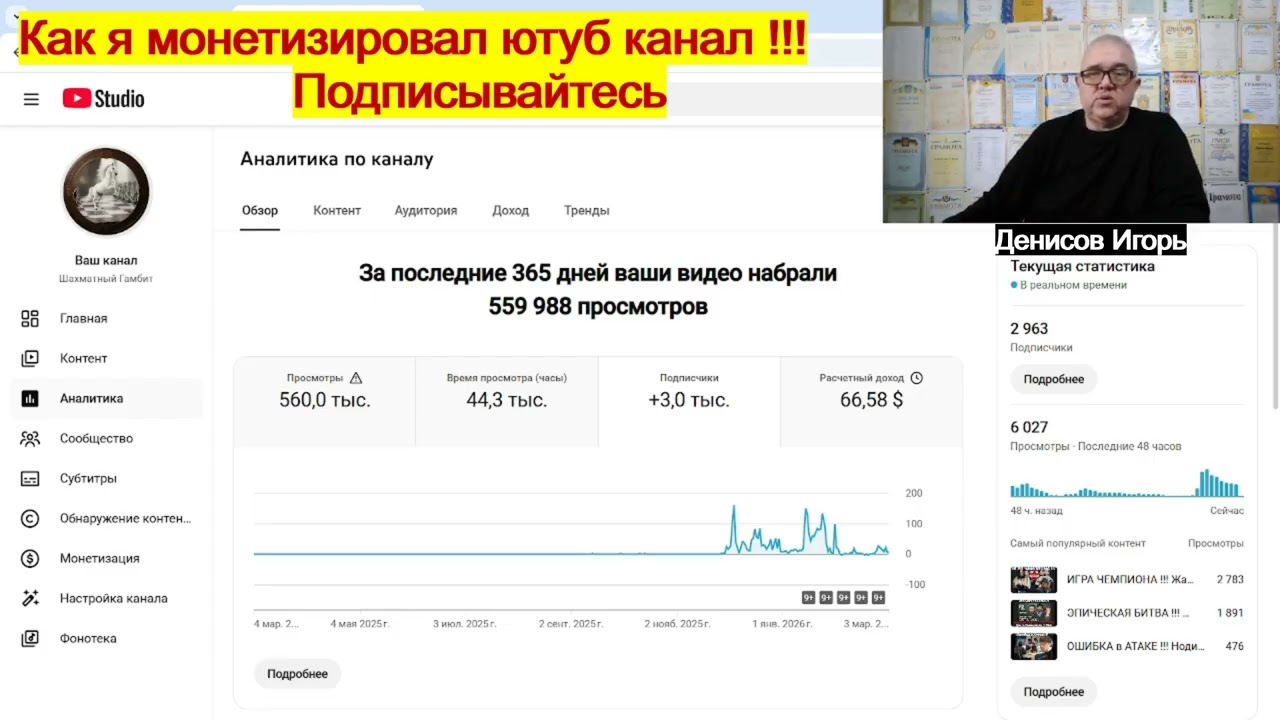 Как я Монетизировал ютуб канал !!!