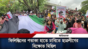 ফিলি'স্তিনের পতাকা হাতে ঢাবিতে ছাত্রলীগের বিক্ষোভ মিছিল। Free Palestine | Daily Ittefaq