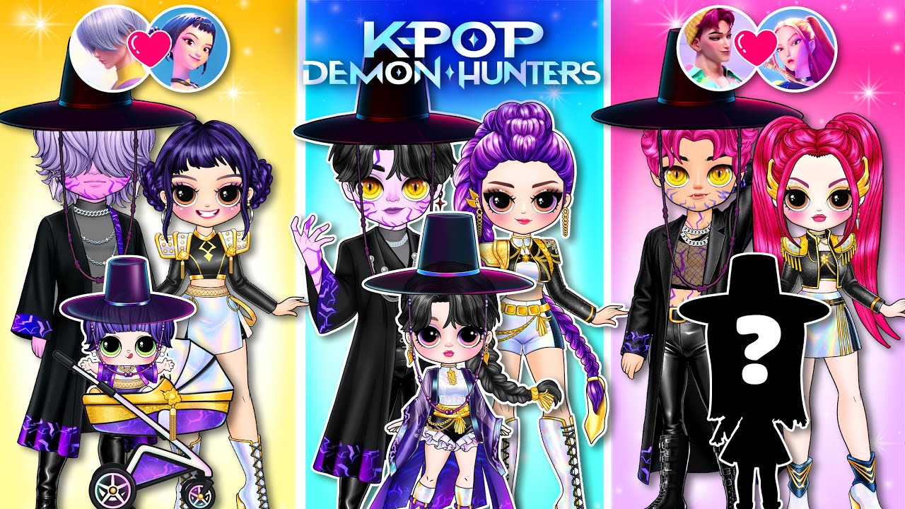 K-Pop Demon Hunters | Huntrix & Saja Boy Show Off Stunning Family Styles! | DIY Fashion Paper Dolls