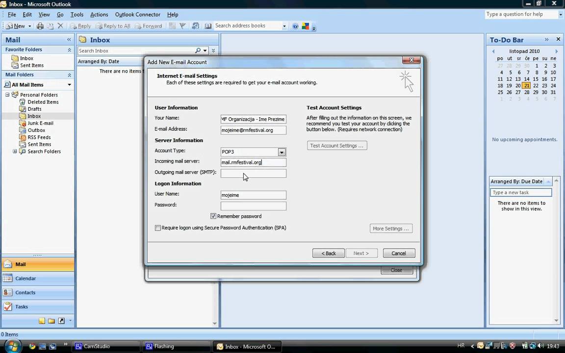 Konfiguracija RMF e-mail-a u Microsoft Outlook-u 2007! - YouTube