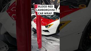 Lamborghini Aventador Gets Wrapped In Blood Red..😳 #lamborghini #aventador #supercar #carwrap #wrap