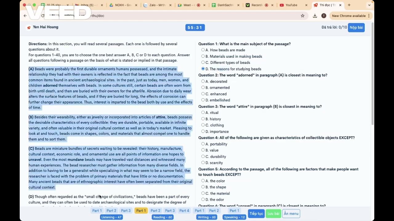 Mẹo thi Reading 1 Vstep  ôn điểm sẽ cao - 096.111.2943