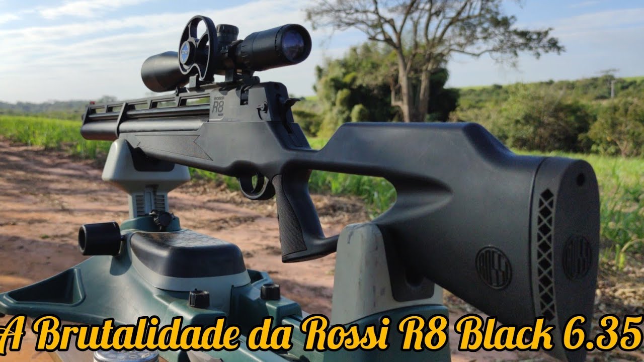320ms CARABINA DE PRESSÃO ROSSI R8 BLACK 6.35 LUNETA WHEST HUNTER 6-24-50FFP CHUMBO H&N BARRACUDA